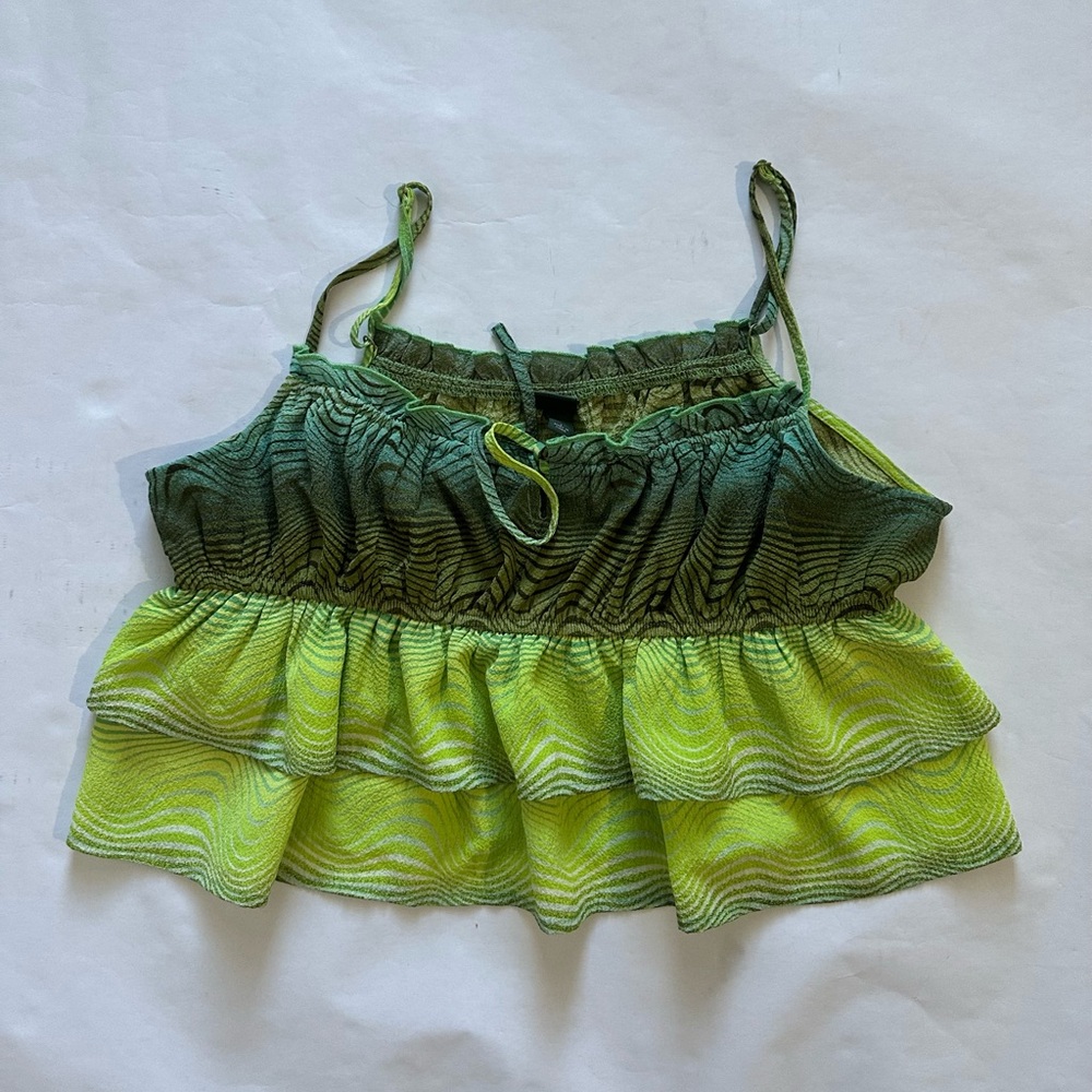 Wild  Fable  Green and Yellow Tiered Tank Top